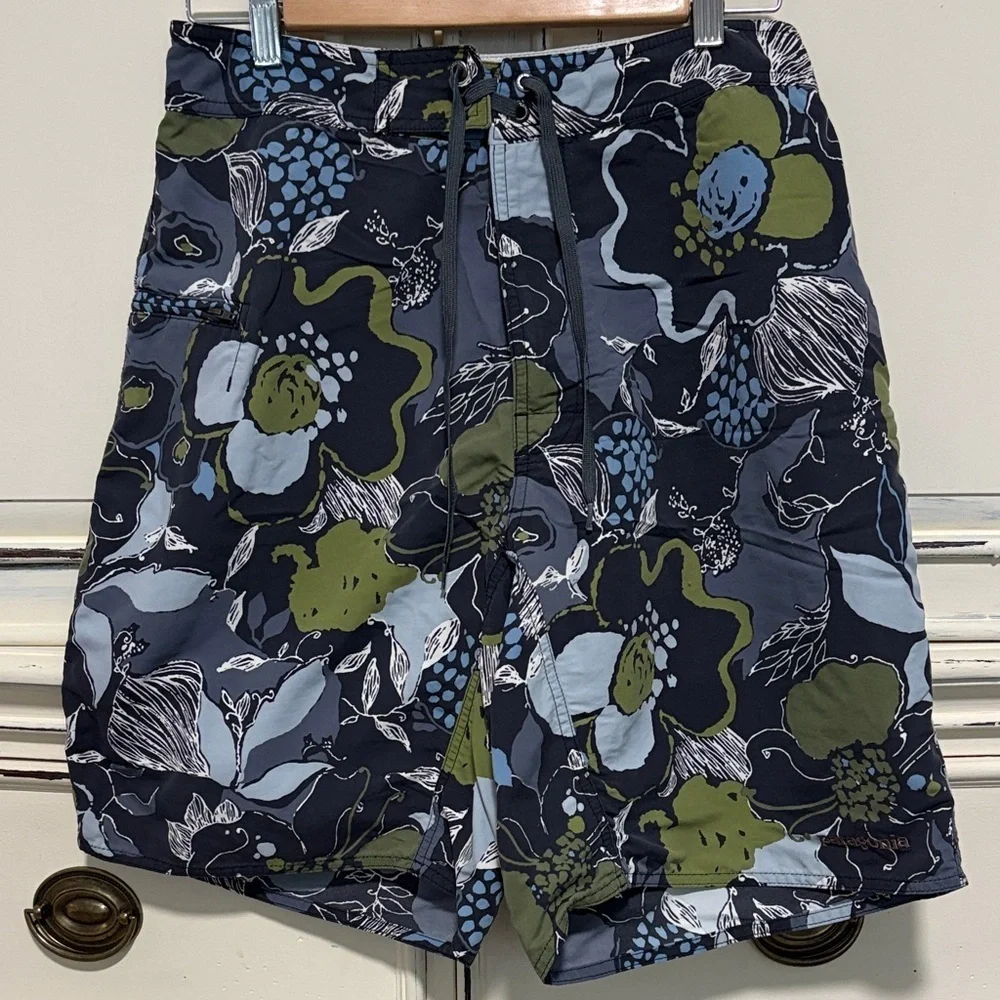 Patagonia Blue and Green Floral Board Shorts
